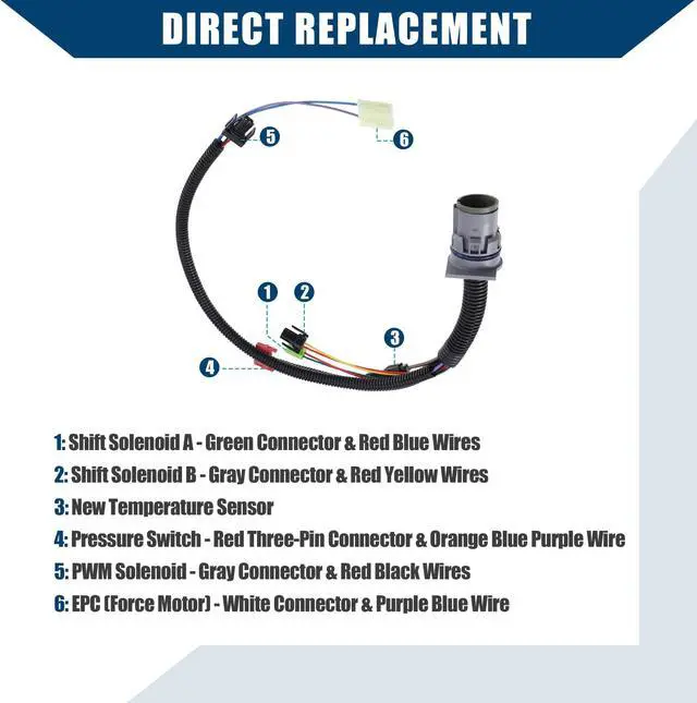 Alt view image 6 of 7 - 24200161 / Inner / Transmission Harness Repair for Chevy Blazer 1991-1993 / Durable / Plastic / 1 Set / Colorful