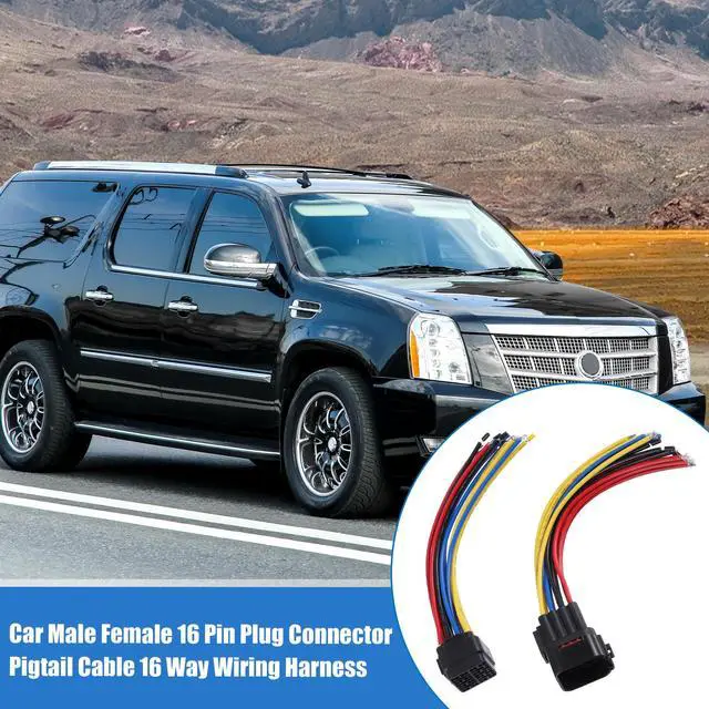 Main image of 1 Set 15cm Car Male Female 16 Pin Plug Connector Pigtail Cable 16 Way Wiring Harness