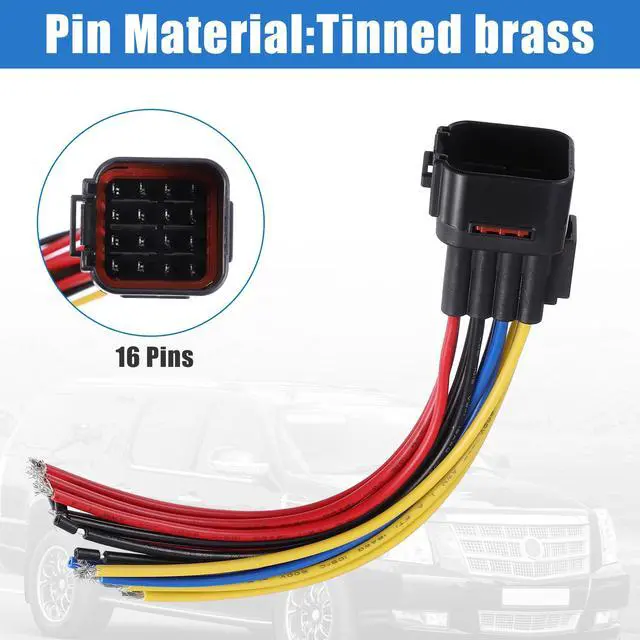 Alt view image 3 of 7 - 1 Set 15cm Car Male Female 16 Pin Plug Connector Pigtail Cable 16 Way Wiring Harness