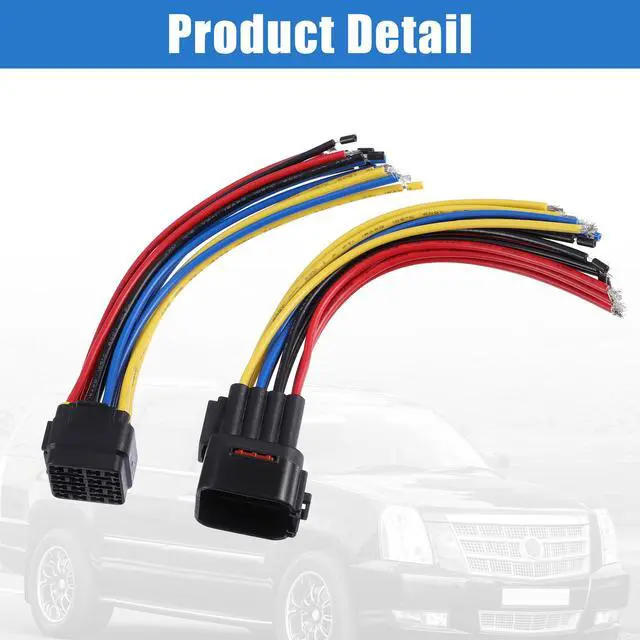 Alt view image 6 of 7 - 1 Set 15cm Car Male Female 16 Pin Plug Connector Pigtail Cable 16 Way Wiring Harness