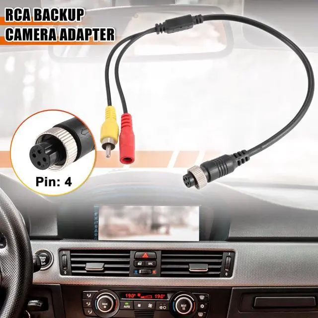 Alt view image 2 of 6 - 2pcs Car Camera Adapter 4 Pin to RCA Adapter M12 4-Pin Female to RCA AV Male DC Female Connector Wire Monitor Video Adapter
