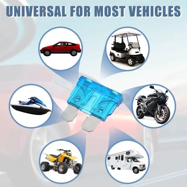 Alt view image 2 of 6 - 10pcs Blade Style Fuses 15A Blade Style Fuses Replacement for Automotive Car Boat Truck SUV RV Motorcycle Blue