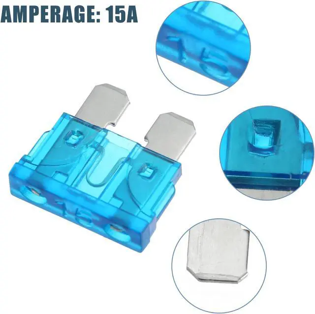 Alt view image 5 of 6 - 10pcs Blade Style Fuses 15A Blade Style Fuses Replacement for Automotive Car Boat Truck SUV RV Motorcycle Blue