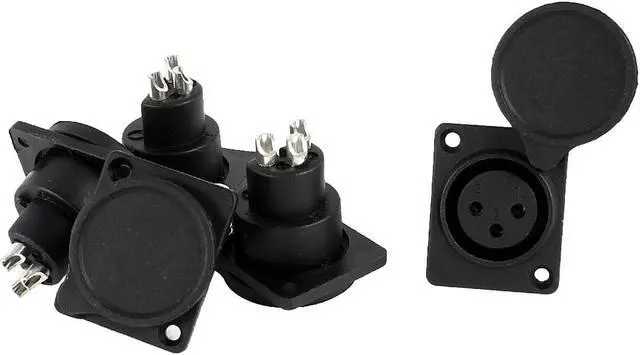 Alt view image 2 of 2 - Plastic Cover XLR Female Jack Panel Mounted Chassis Connector Adapter 5 Pcs