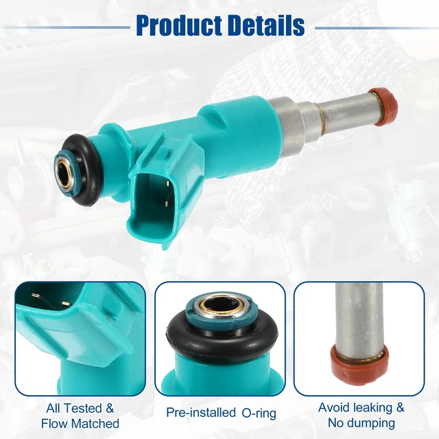 Alt view image 3 of 7 - Car Fuel Injector Nozzle Replacement for Toyota Avalon 3.5L - Pack of 6 Silver Tone