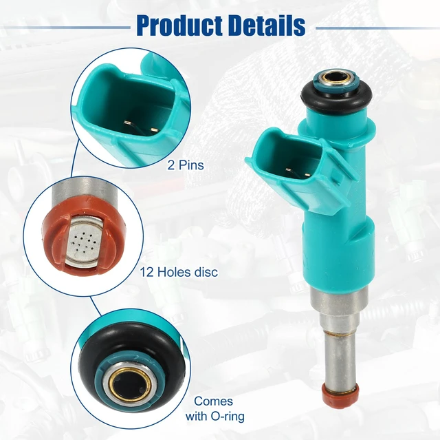 Alt view image 5 of 7 - Car Fuel Injector Nozzle Replacement for Toyota Avalon 3.5L - Pack of 6 Silver Tone