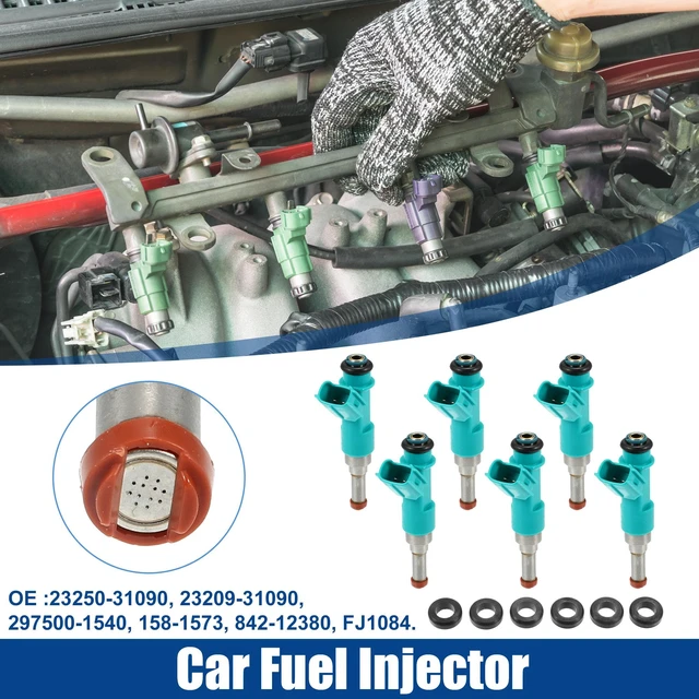 Main image of Car Fuel Injector Nozzle Replacement for Toyota Avalon 3.5L - Pack of 6 Silver Tone