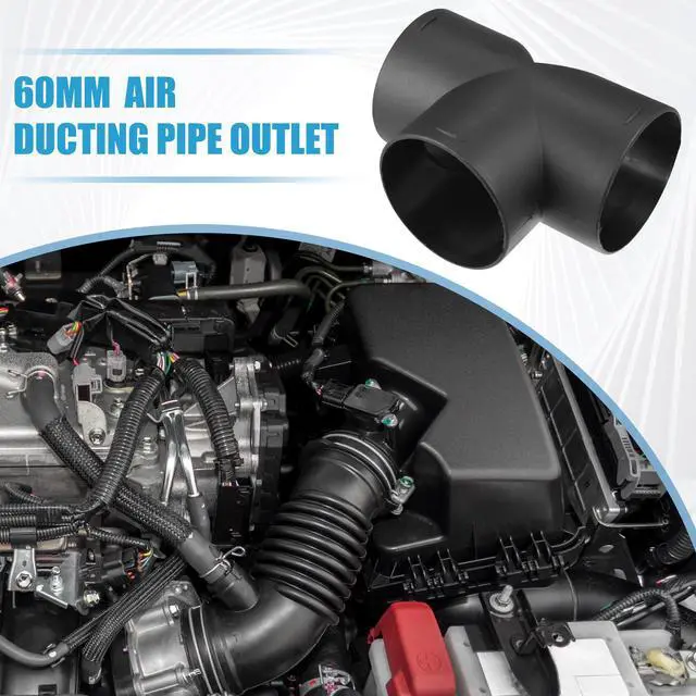 Alt view image 2 of 7 - T Piece Duct Air Ducting Connector Straight Air Heater Duct Joiner Connector Pipe 2.36'' 60mm OD Black