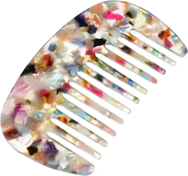 Main image of Hair Comb Wide Tooth, Anti-Static Pocket Size Comb for Thick, Curly Hair, Hair Care, Detangling Comb, for Wet and Dry, Multicolor