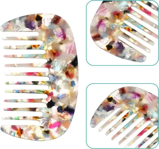 Alt view image 3 of 7 - Hair Comb Wide Tooth, Anti-Static Pocket Size Comb for Thick, Curly Hair, Hair Care, Detangling Comb, for Wet and Dry, Multicolor