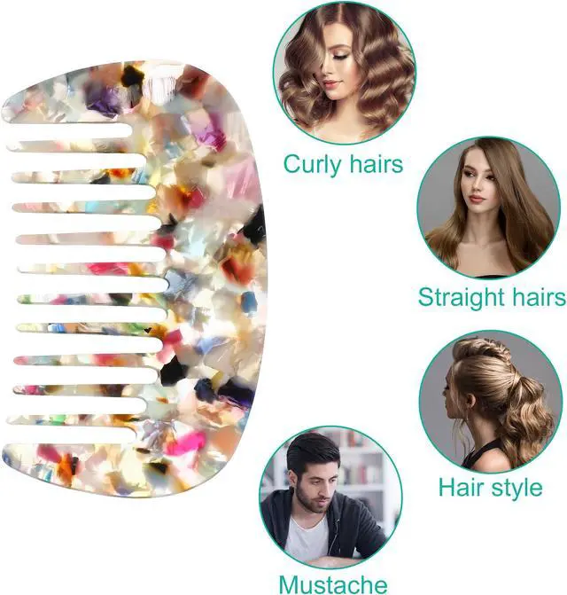 Alt view image 7 of 7 - Hair Comb Wide Tooth, Anti-Static Pocket Size Comb for Thick, Curly Hair, Hair Care, Detangling Comb, for Wet and Dry, Multicolor