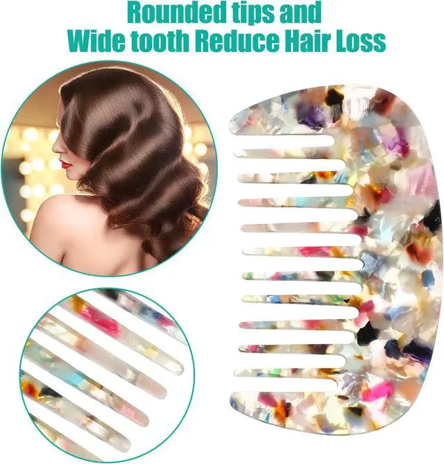 Alt view image 2 of 7 - Hair Comb Wide Tooth, Anti-Static Pocket Size Comb for Thick, Curly Hair, Hair Care, Detangling Comb, for Wet and Dry, Multicolor