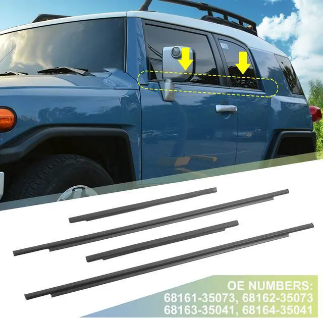 Alt view image 2 of 6 - 4pcs Window Weatherstrip Door Seal Belt 68161-35073 68162-35073 68163-35041 68164-35041 for Toyota FJ Cruiser A/T 2007 2008 2014