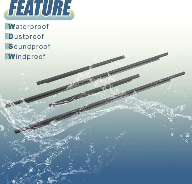 Alt view image 4 of 6 - 4pcs Window Weatherstrip Door Seal Belt 68161-35073 68162-35073 68163-35041 68164-35041 for Toyota FJ Cruiser A/T 2007 2008 2014