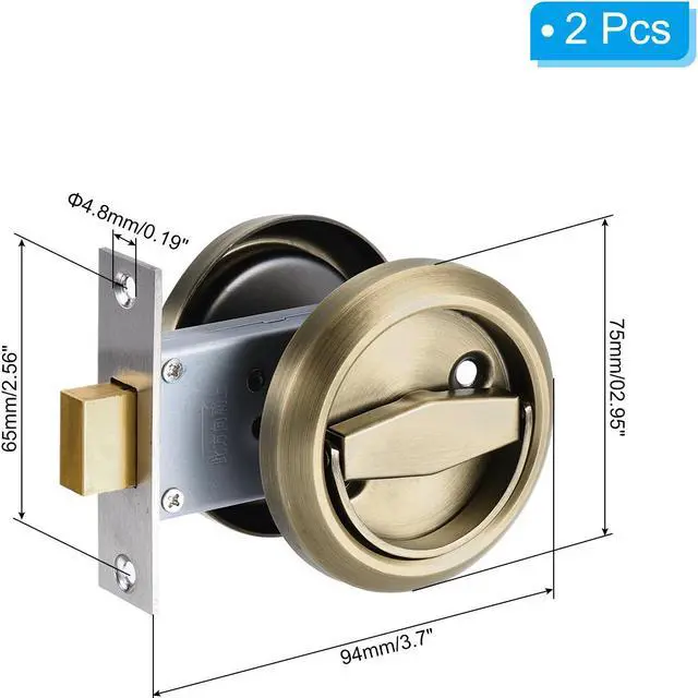 Alt view image 2 of 7 - 4.9mm Round Recessed Pull Handle Knob, 2 Pack Recessed Pulls Hidden Concealed Handle Knob with Screws for Sliding Door Closet, Bronze