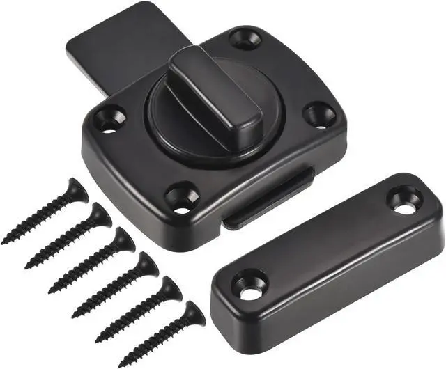 Main image of Door Swivel Bolt Latch 2.17" x 1.57", Zinc Alloy Security Door Window Gate Slide Lock with Screws for Bedroom Cabinet Closet, Black
