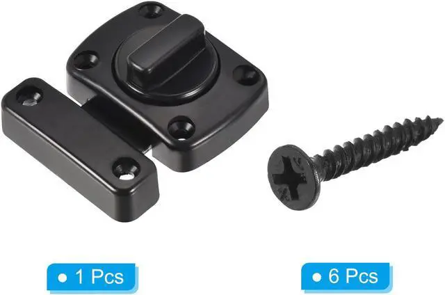 Alt view image 3 of 5 - Door Swivel Bolt Latch 2.17" x 1.57", Zinc Alloy Security Door Window Gate Slide Lock with Screws for Bedroom Cabinet Closet, Black