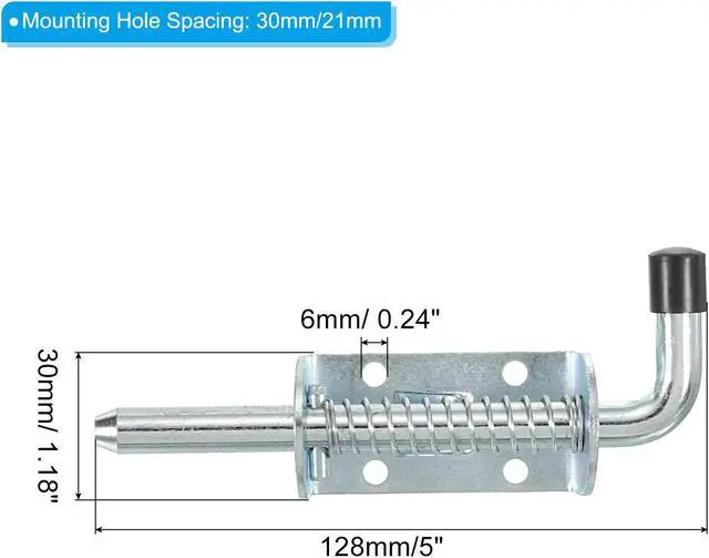Alt view image 2 of 7 - Spring Loaded Latch Pin 5.71", 3 Pack Iron Security Latch Sliding Barrel Bolt Latch Lock for Gate Door Shed Window