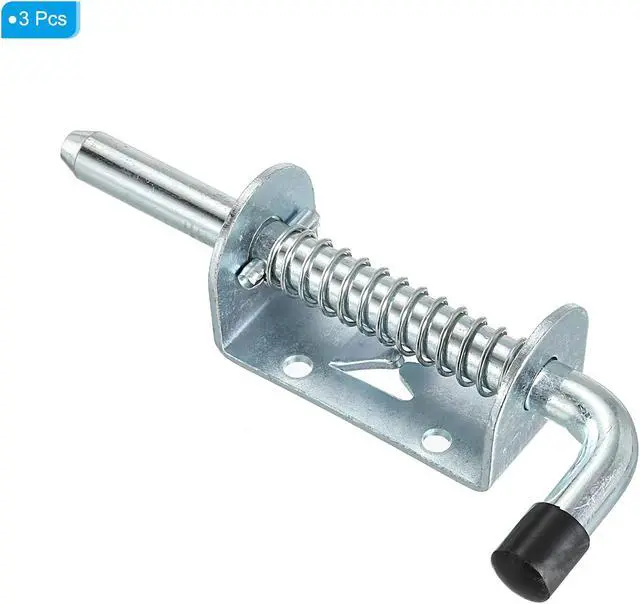 Alt view image 3 of 7 - Spring Loaded Latch Pin 5.71", 3 Pack Iron Security Latch Sliding Barrel Bolt Latch Lock for Gate Door Shed Window