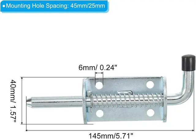 Alt view image 7 of 7 - Spring Loaded Latch Pin 5.71", 3 Pack Iron Security Latch Sliding Barrel Bolt Latch Lock for Gate Door Shed Window