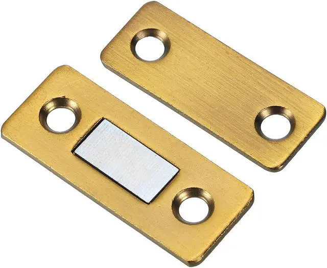 Alt view image 4 of 5 - Cabinet Magnetic Catch, 4 Pack Ultra Thin Cabinet Door Catch Adhesive Steel Cabinet Door Magnets for Kitchen Closet Door, Brass