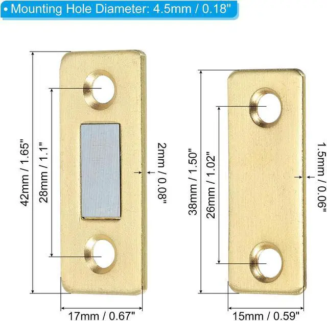 Alt view image 2 of 5 - Cabinet Magnetic Catch, 4 Pack Ultra Thin Cabinet Door Catch Adhesive Steel Cabinet Door Magnets for Kitchen Closet Door, Golden
