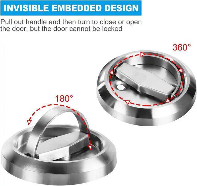 Alt view image 3 of 7 - 4.8mm Round Recessed Pull Handle Knob, Recessed Pulls Hidden Concealed Handle Knob with Screws for Sliding Door Closet, Silver Tone