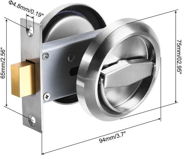 Alt view image 2 of 7 - 4.8mm Round Recessed Pull Handle Knob, Recessed Pulls Hidden Concealed Handle Knob with Screws for Sliding Door Closet, Silver Tone