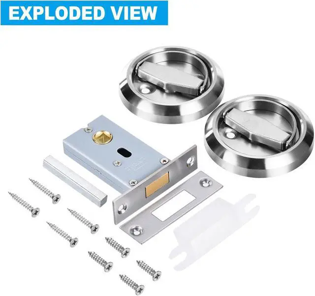 Alt view image 4 of 7 - 4.8mm Round Recessed Pull Handle Knob, Recessed Pulls Hidden Concealed Handle Knob with Screws for Sliding Door Closet, Silver Tone