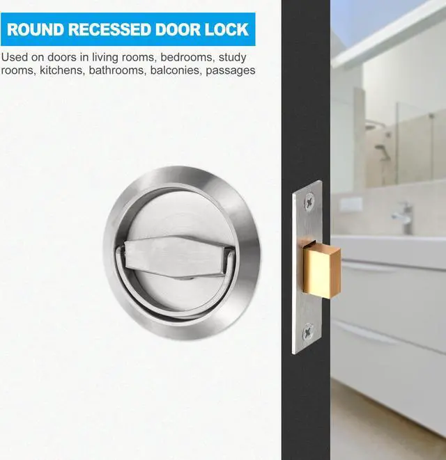 Alt view image 5 of 7 - 4.8mm Round Recessed Pull Handle Knob, Recessed Pulls Hidden Concealed Handle Knob with Screws for Sliding Door Closet, Silver Tone