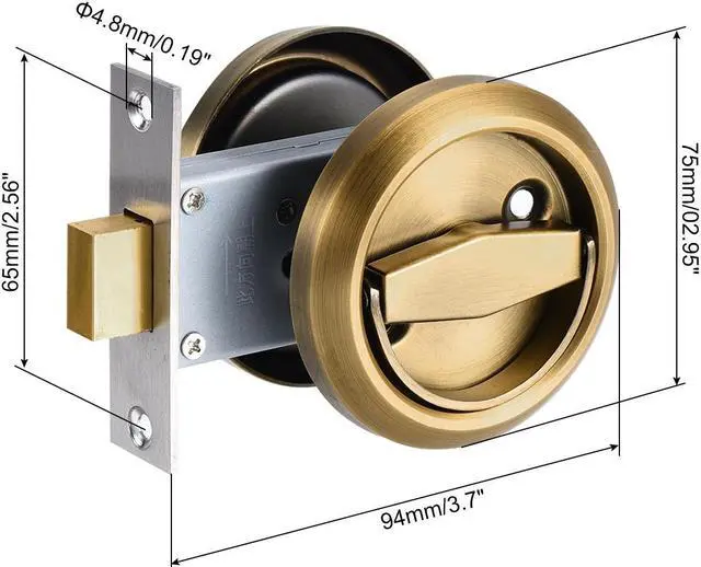 Alt view image 2 of 7 - 4.8mm Round Recessed Pull Handle Knob, Recessed Pulls Hidden Concealed Handle Knob with Screws for Sliding Door Drawer, Brass