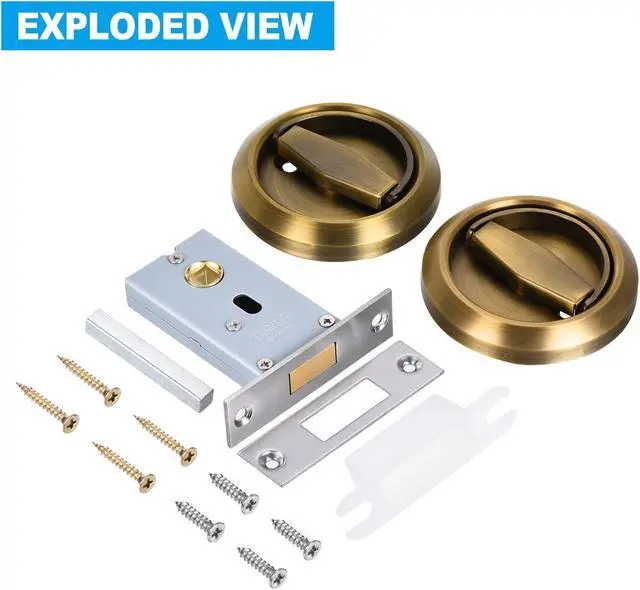 Alt view image 4 of 7 - 4.8mm Round Recessed Pull Handle Knob, Recessed Pulls Hidden Concealed Handle Knob with Screws for Sliding Door Drawer, Brass