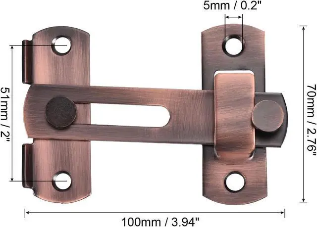 Alt view image 2 of 4 - 3.9" x 2.8" Door Latch, 2Pcs Large Flip Gate Latch Stainless Steel for Door and Window, Red Bronze Tone