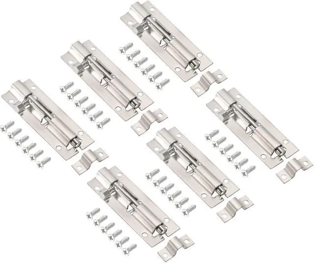 Main image of Door Barrel Bolt Latch 3 Inch, 6 Pack Stainless Steel Security Latch Sliding Bolt Latch Lock with Screws for Gate Door Window