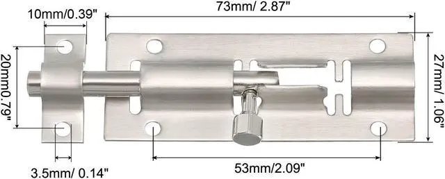 Alt view image 2 of 5 - Door Barrel Bolt Latch 3 Inch, 6 Pack Stainless Steel Security Latch Sliding Bolt Latch Lock with Screws for Gate Door Window