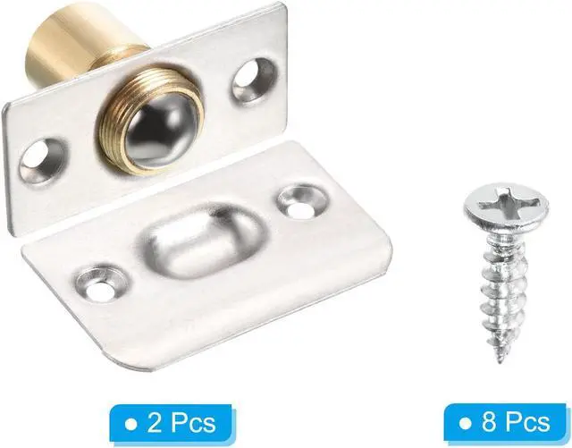 Alt view image 3 of 5 - Closet Door Ball Catch, 2 Pack Metal Ball Latch for Top of Door with Strike Adjustable Ball Catches Hardware for Interior Door Cabinet, Silver