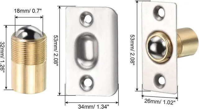 Alt view image 2 of 5 - Closet Door Ball Catch, 2 Pack Metal Ball Latch for Top of Door with Strike Adjustable Ball Catches Hardware for Interior Door Cabinet, Silver