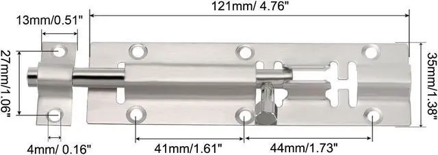 Alt view image 2 of 5 - Door Barrel Bolt Latch 5 Inch, 4 Pack Stainless Steel Security Latch Sliding Bolt Latch Lock for Gate Door Window