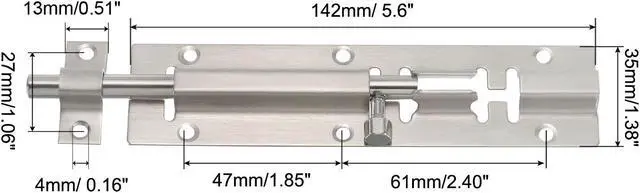 Alt view image 2 of 5 - Door Barrel Bolt Latch 6 Inch, 4 Pack Stainless Steel Security Latch Sliding Bolt Latch Lock for Gate Door Window