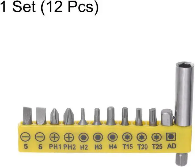 Alt view image 4 of 6 - 12 in 1 Screwdriver Bit Set 1/4" Hex Shank Torx Square Slotted Phillips Bit Set with 1/4" Extension Bit Holder