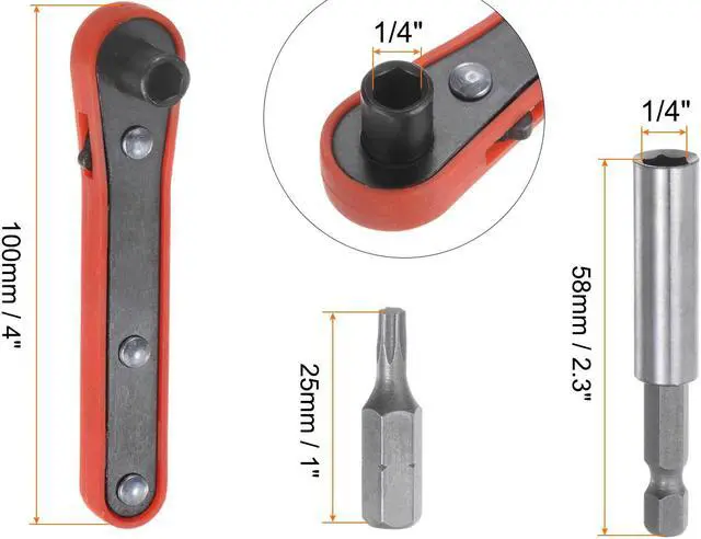 Alt view image 2 of 7 - 54 in 1 Screwdriver Bit Set 1/4" Hex Shank Torx Slotted Phillips Pozi Bit Set 5-13mm Metric Socket and Bit Magnetizer Ring with 6 Point Mini Ratchet Wrench