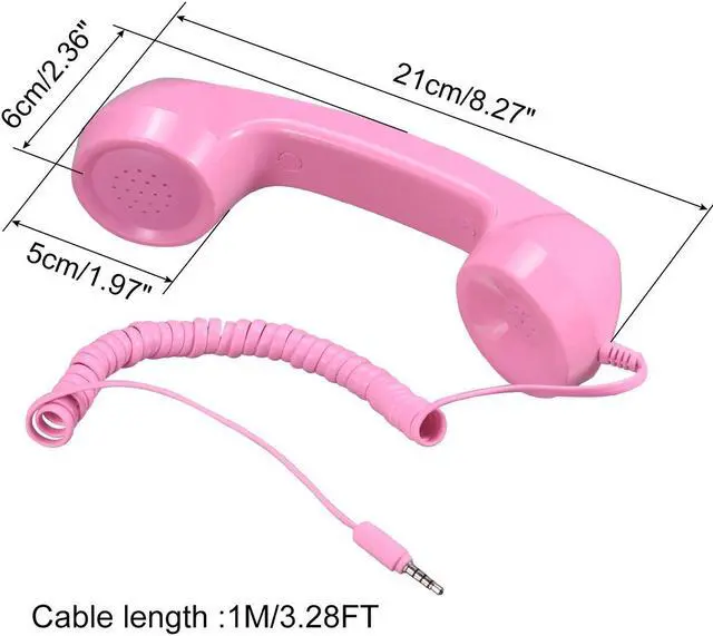 Alt view image 2 of 5 - 3.5mm Retro Telephone Handset Telephone Receiver for Microphone Speaker Smooth Pink