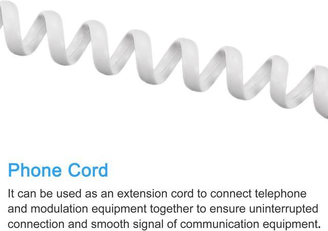 Alt view image 4 of 5 - Telephone Handset Cord, 4P4C 16.4 Feet Coiled Landline Phone Handset Cable for Home or Office White 2 Pack