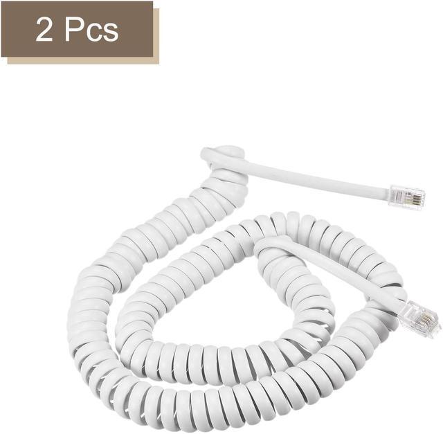 Alt view image 3 of 5 - Telephone Handset Cord, 4P4C 16.4 Feet Coiled Landline Phone Handset Cable for Home or Office White 2 Pack