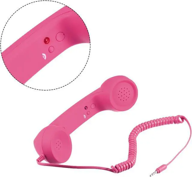 Alt view image 3 of 5 - 3.5mm Retro Telephone Handset Telephone Receiver for Microphone Speaker Rose Red