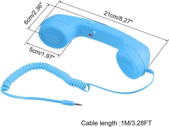 Alt view image 2 of 5 - 3.5mm Retro Telephone Handset Telephone Receiver for Microphone Speaker Sky Blue