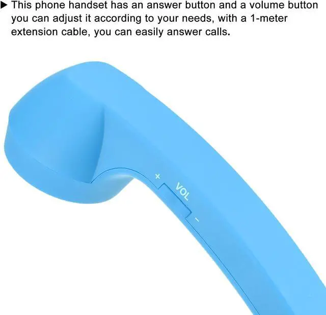 Alt view image 4 of 5 - 3.5mm Retro Telephone Handset Telephone Receiver for Microphone Speaker Sky Blue