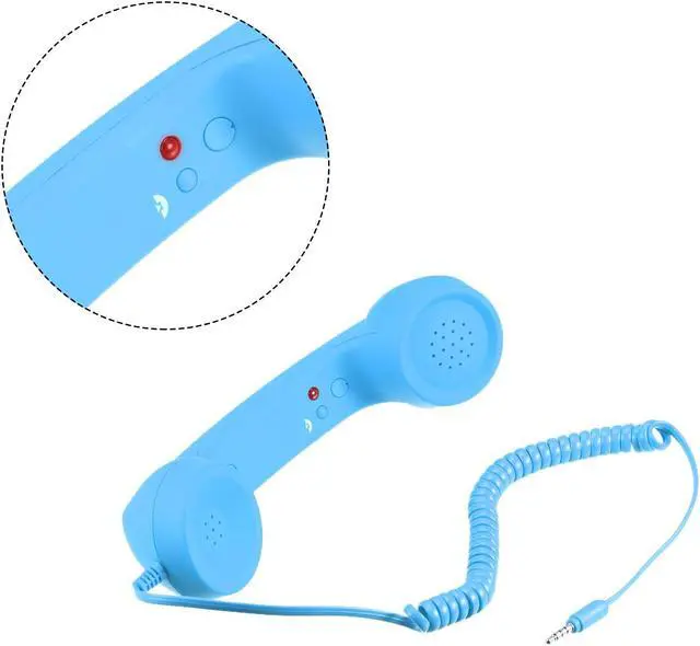 Alt view image 3 of 5 - 3.5mm Retro Telephone Handset Telephone Receiver for Microphone Speaker Sky Blue