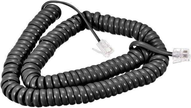 Black Coiled Telephone Cord Home Landline Phone Spiral Cable Connector