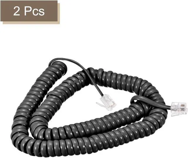 Alt view image 3 of 5 - Telephone Handset Cord, 4P4C 16.4 Feet Coiled Landline Phone Handset Cable for Home or Office Black 2 Pack